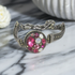 Pink Multi-stoned Crystal & Antique Brass Bangle Bracelet