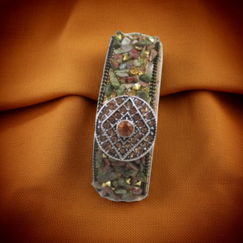 Natural Stone Crystal Fashion Leather Bracelet