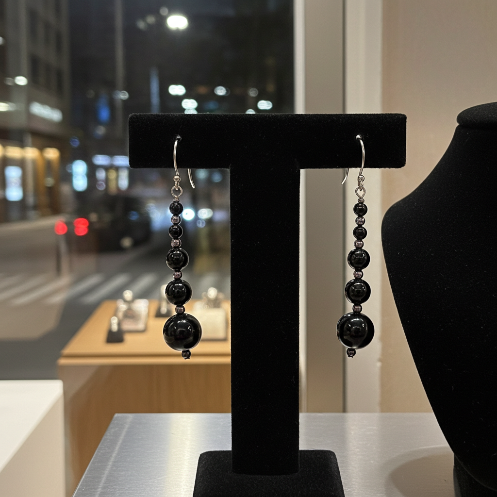Long Black Onyx Earrings