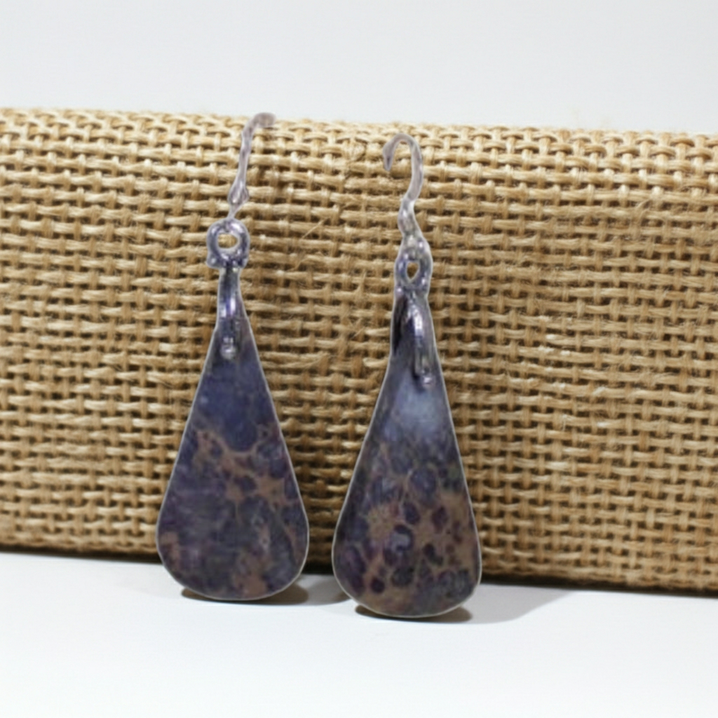 Exquisite Teardrop Earrings Purple Nevada Variscite Gemstone