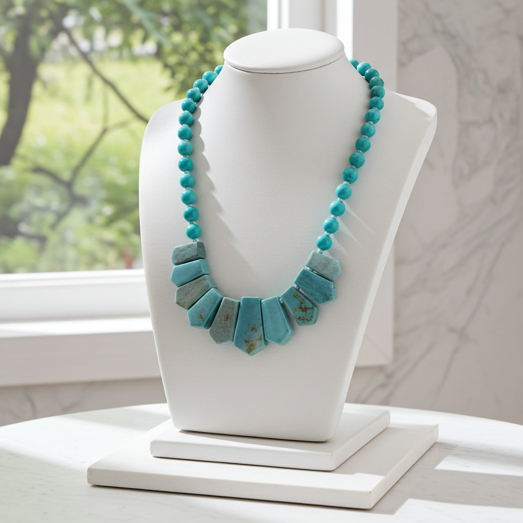 Blue Green GemstoneNecklace Intriguing Design