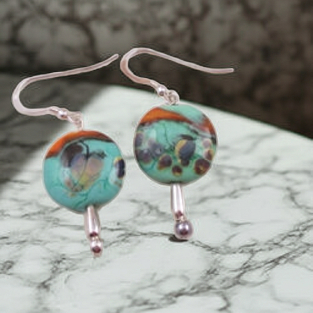 Tropical Sea Aqua Green Handmade Glass Bead Earrings