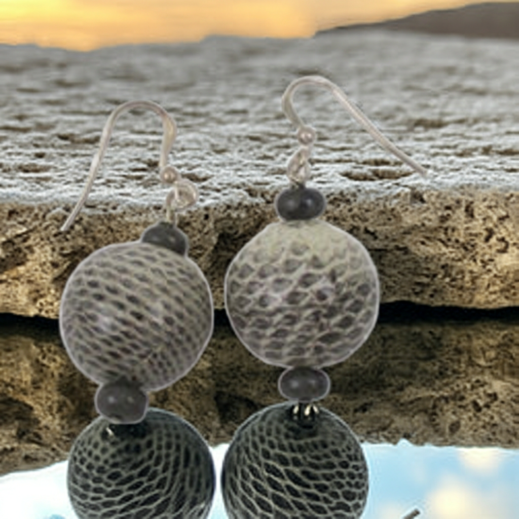 Unique Earrings Handcrafted Snake Skin Beads
