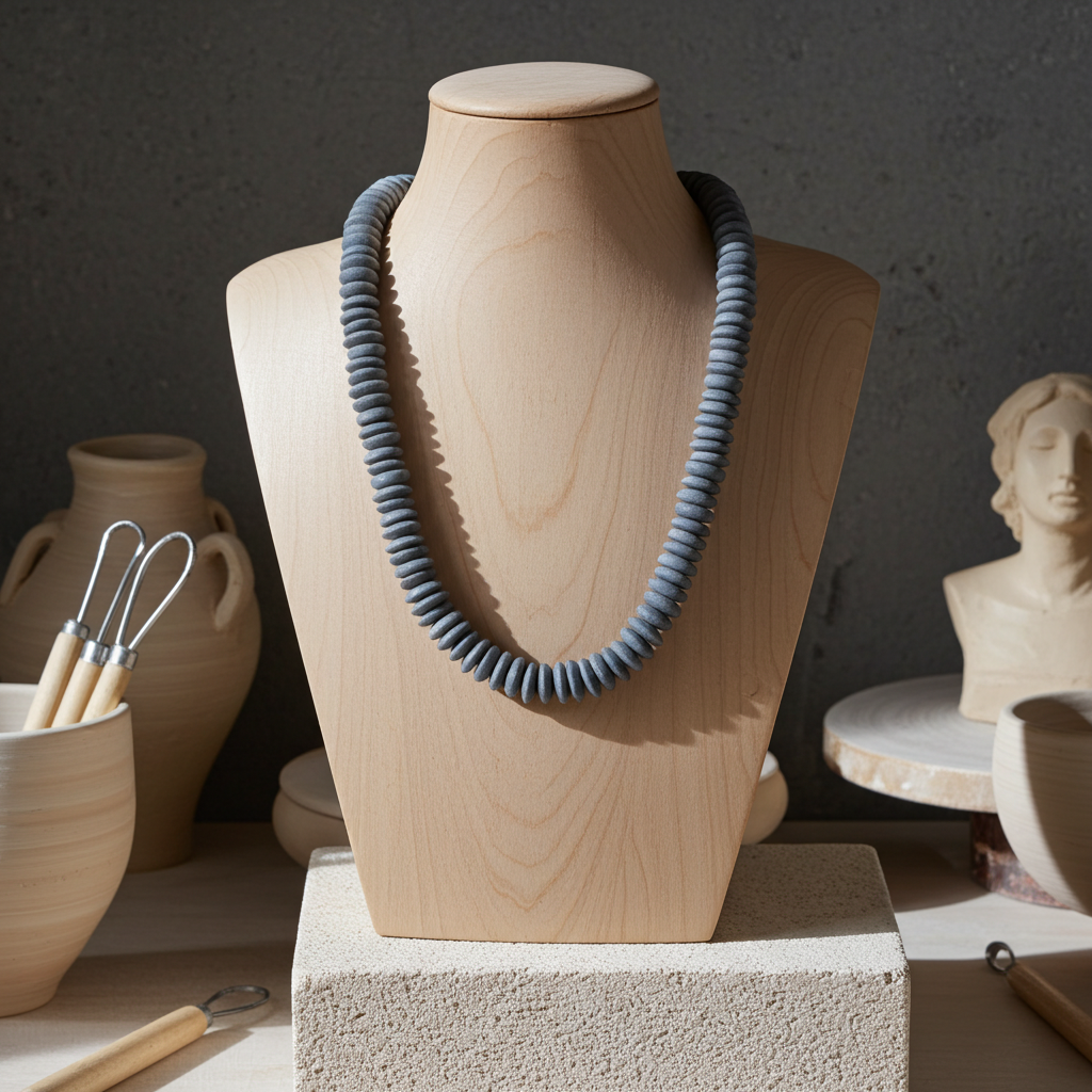 Dark Blue Grey Men's Beaded Necklace
