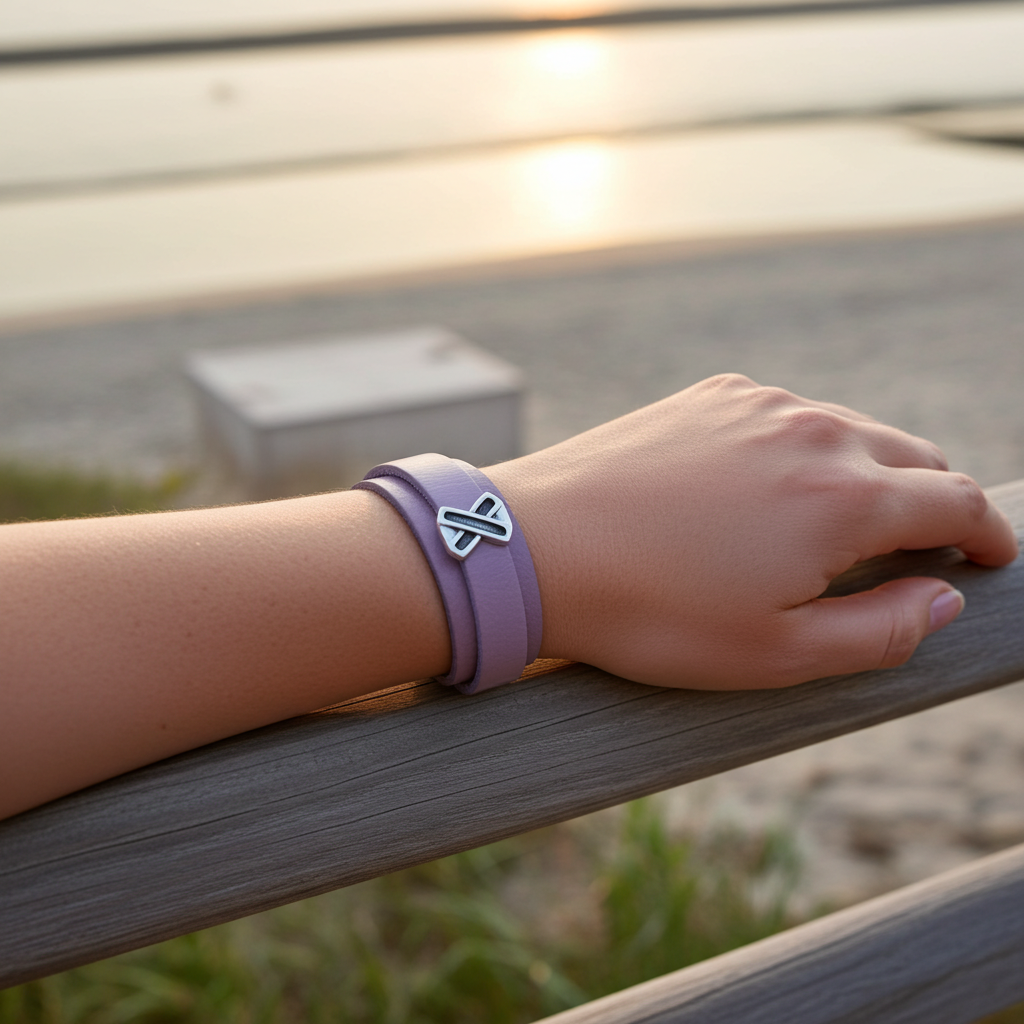 Orchid Awareness Leather Cuff Bracelet Unisex