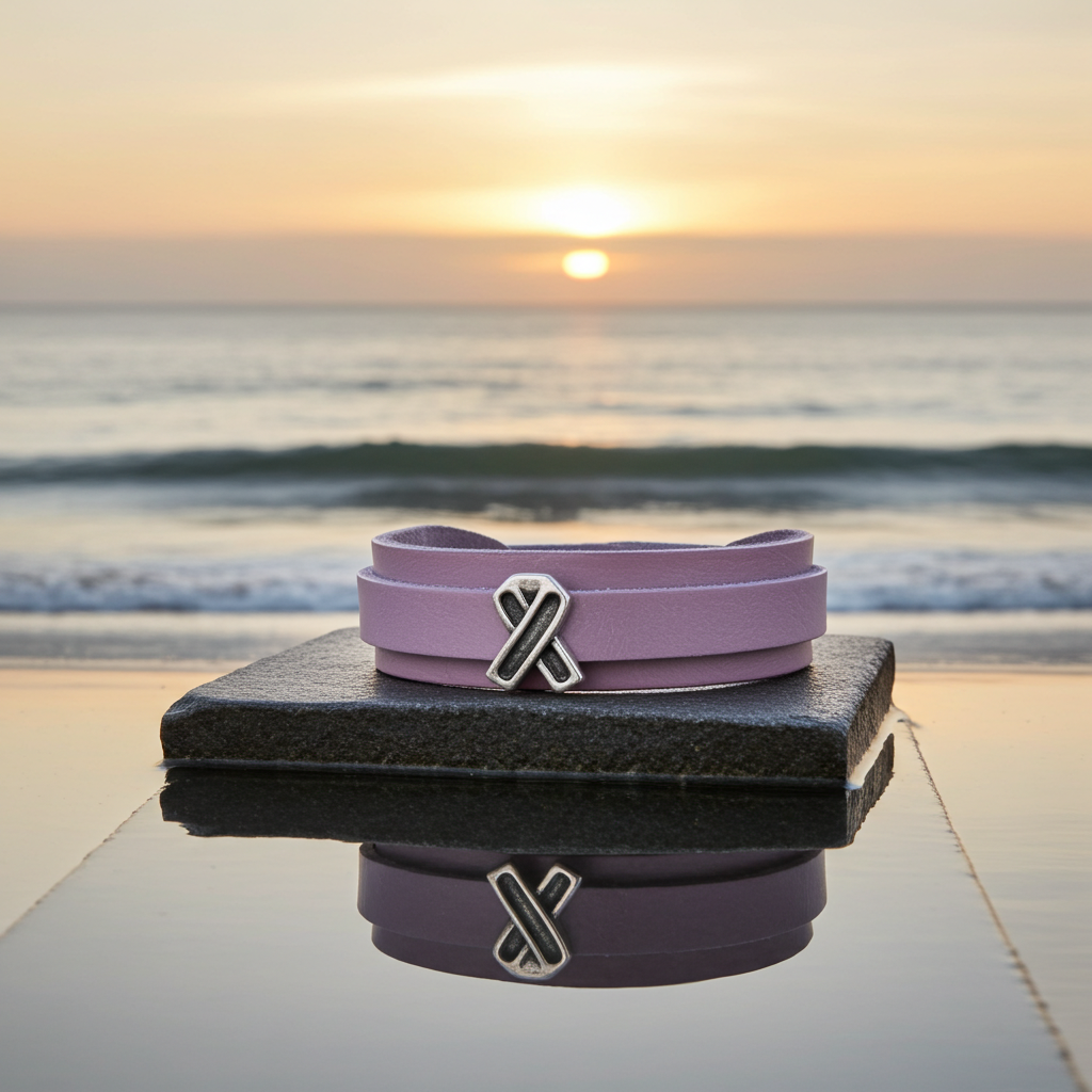 Orchid Awareness Leather Cuff Bracelet Unisex