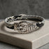 Handmade Grey and Black Snakeskin Man's Bracelet