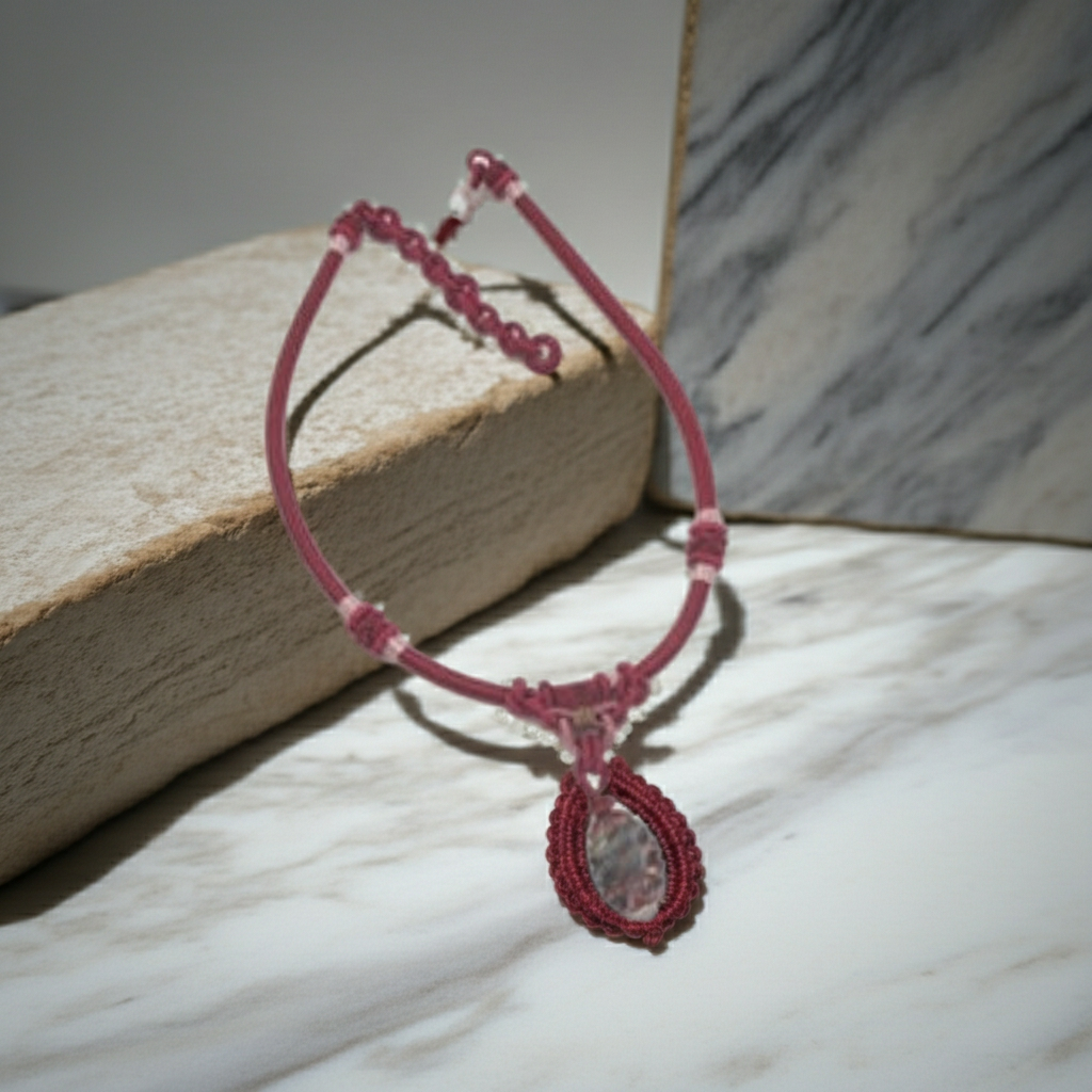 Rose Handmade Artisan Bead Pendant Necklace