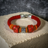 Unisex Red Braided Leather Bracelet Kazuri Bead Accents