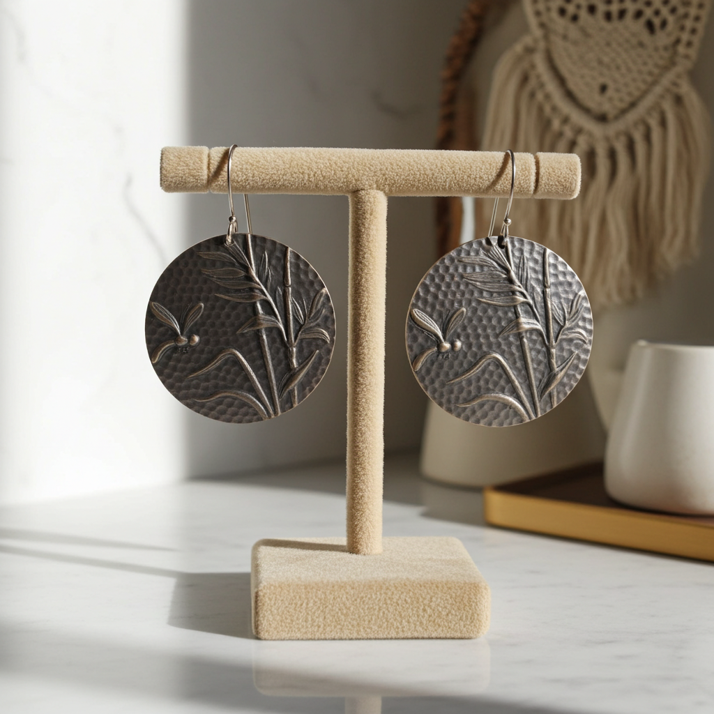 Bold Brass Dragonfly Coin Earrings