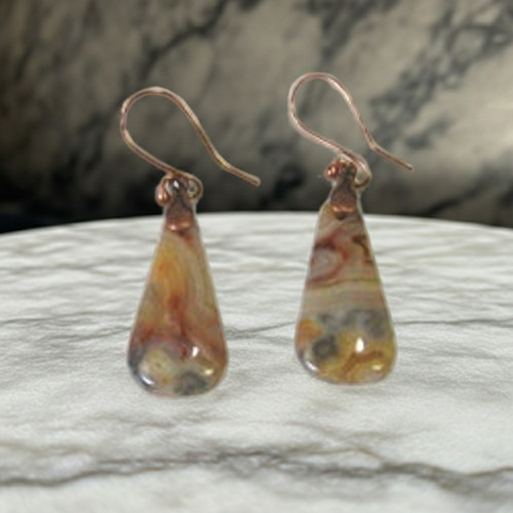 Crazy Lace Teardrop Gemstone Earrings
