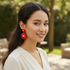 Cute Red Sunflower Earrings
