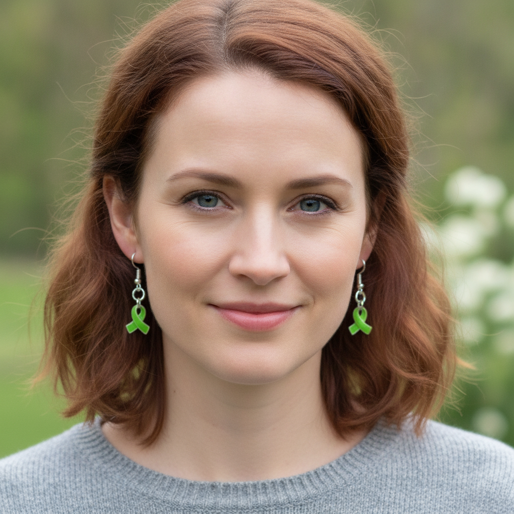 Green Tiny Awareness Ribbon Earrings