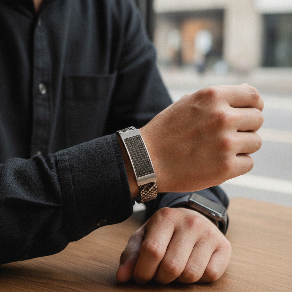 Unisex Snake Patterned Leather Bracelet