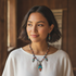 Boho Tibetan Turquoise Inlay Pendant Necklace & Earrings