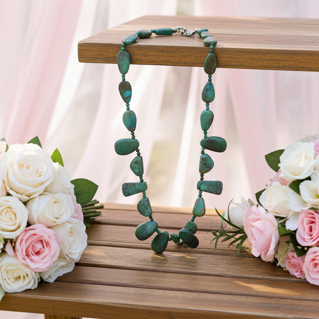Handcrafted Turquoise Designer Cut Bead Necklace
