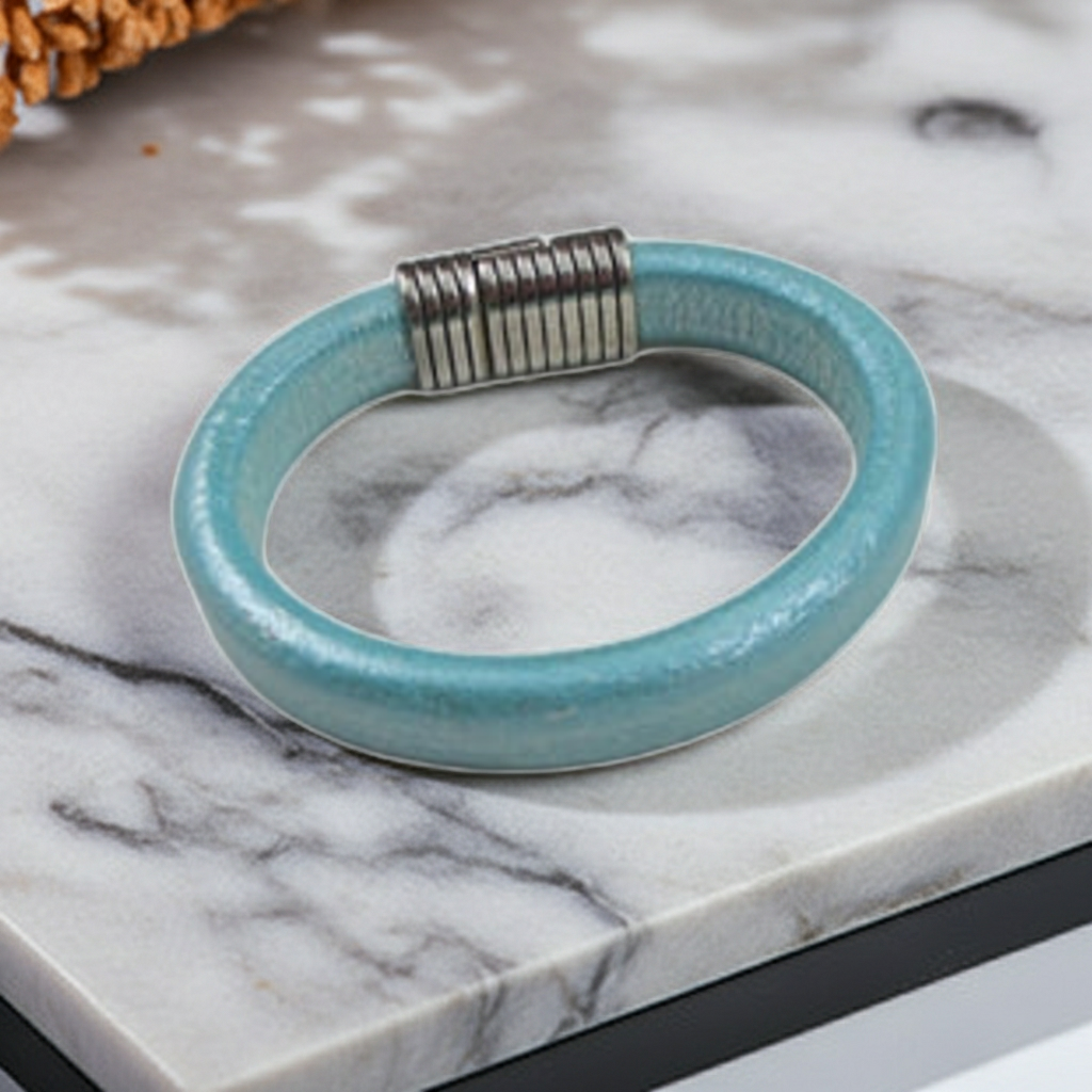 Aqua Regaliz Leather Cord Bracelet for a Woman