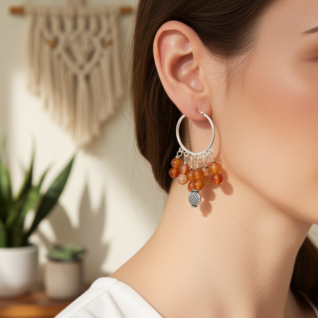 Carnelian Hoop Earrings