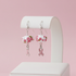 Pink Awareness Ribbon & Silver Earrings