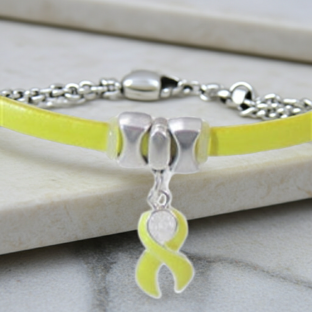 Yellow Choker Awareness Ribbon Minimalist Narrow Necklace