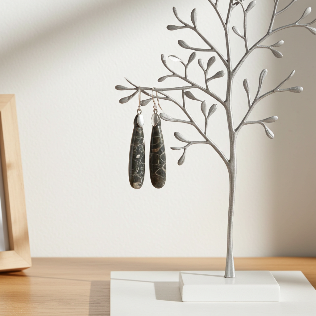 Turritella Fossil Gemstone Earrings