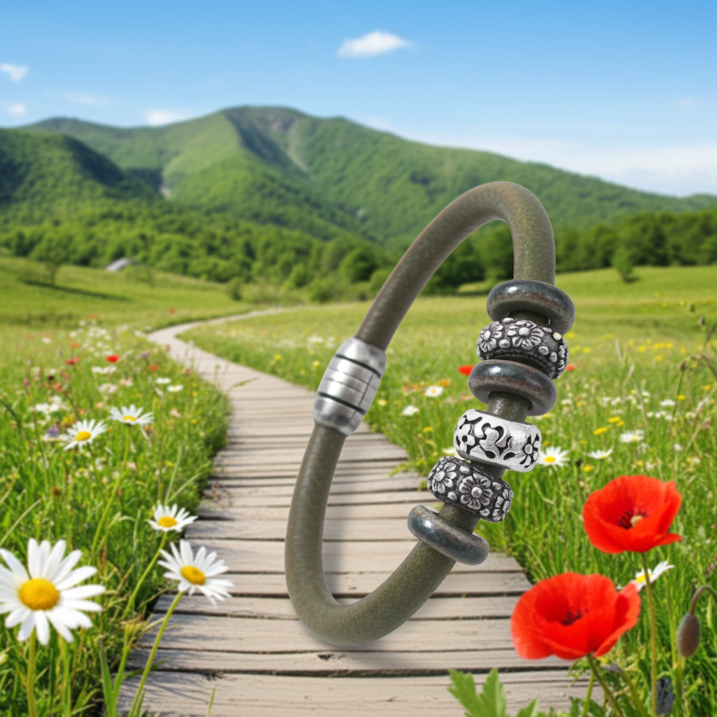 Olive Green Child's Leather Bracelet