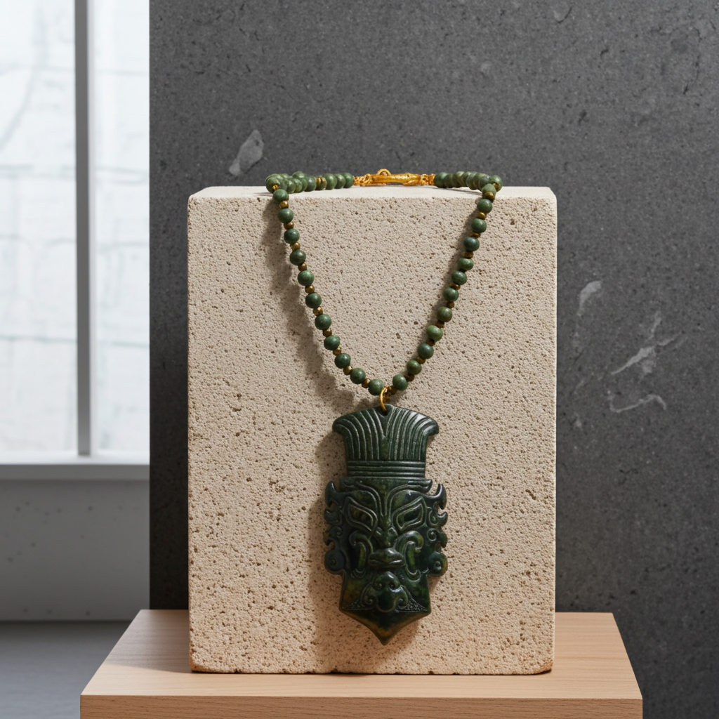 Big Bold Jade Pendant Necklace Intriguing Style