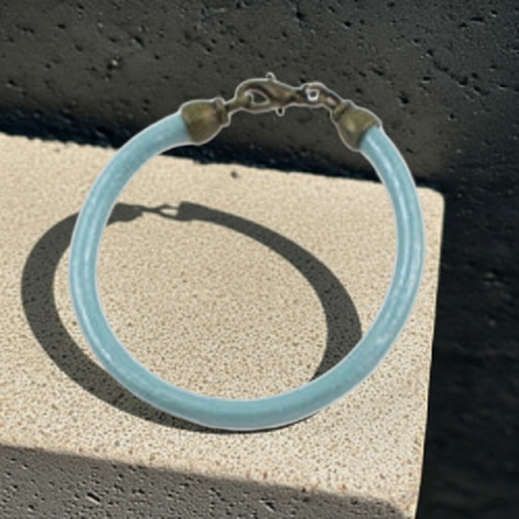 Aqua Leather Cord Bracelet