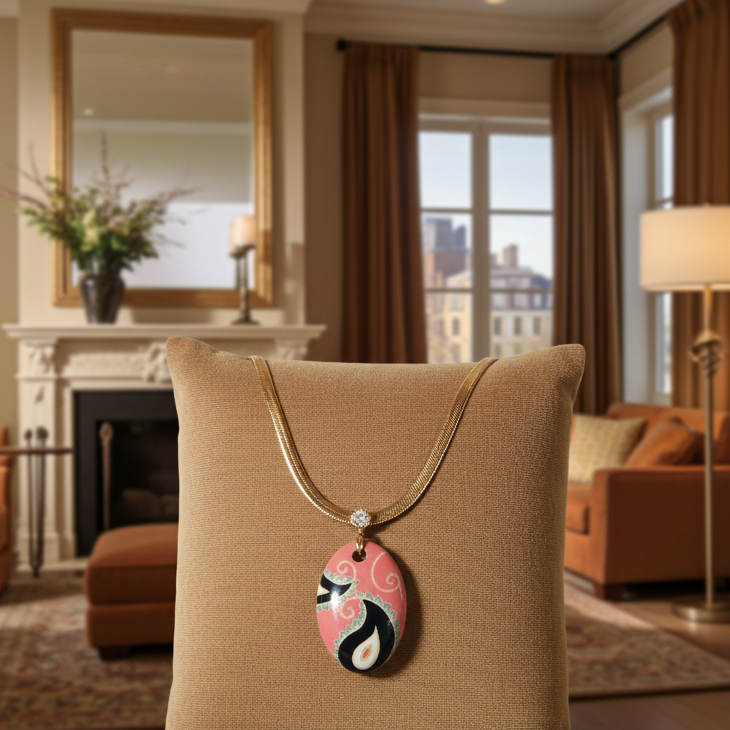 Pink & Black Artisan Handmade Pendant Necklace