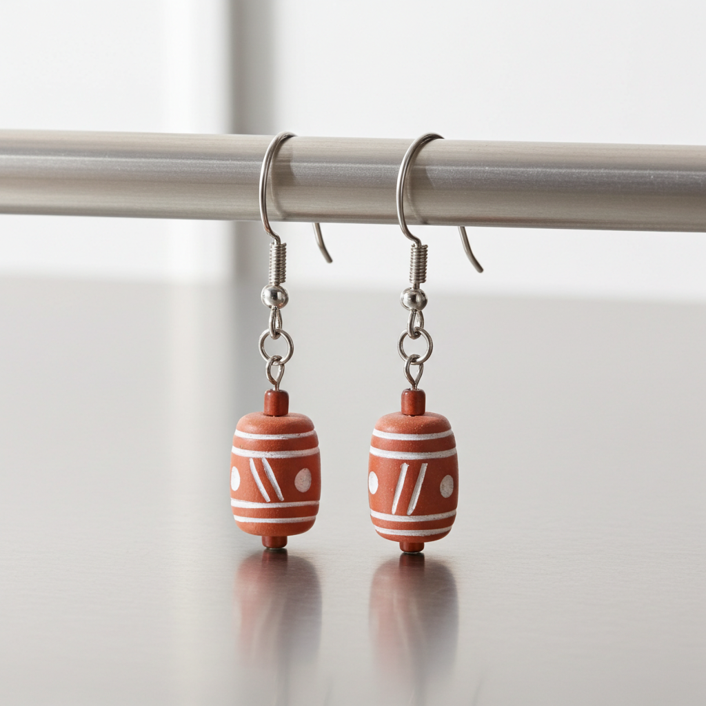 Terracotta African Clay Trade Handmade Bead Earrings