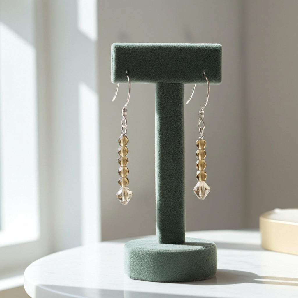 Smoky Topaz and Crystal Earrings