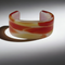 Tan and White Fused Glass Cuff Bracelet