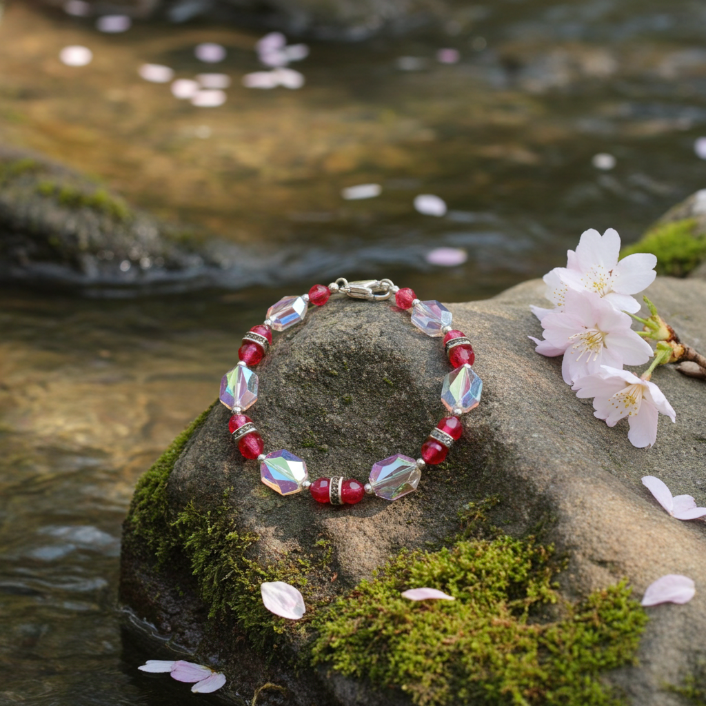 Rose Crystal Beaded Bracelet