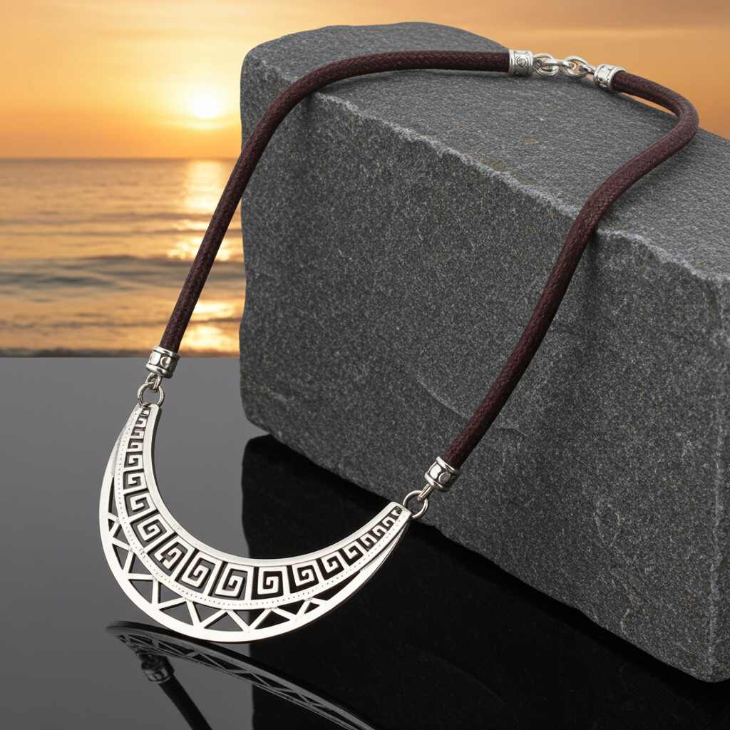 Affordable Tribal Necklace Silver Statement Sparkly Maroon Cord
