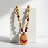 Handmade Mustard & Brown Beaded Pendant Necklace