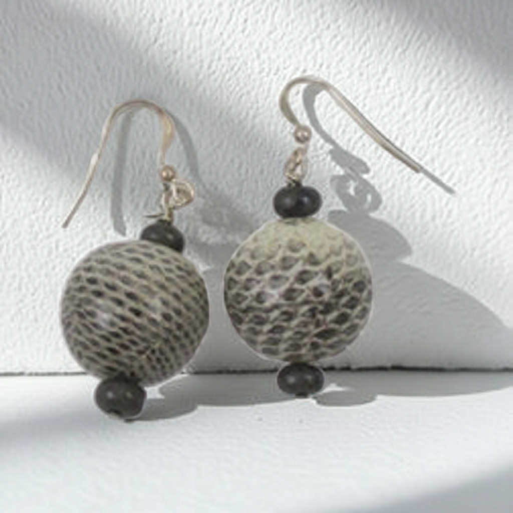 Unique Earrings Handcrafted Snake Skin Beads