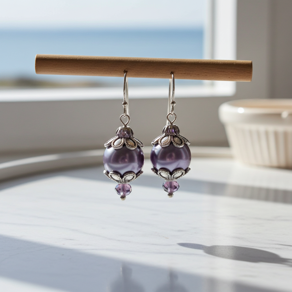Violet Pearl Earrings