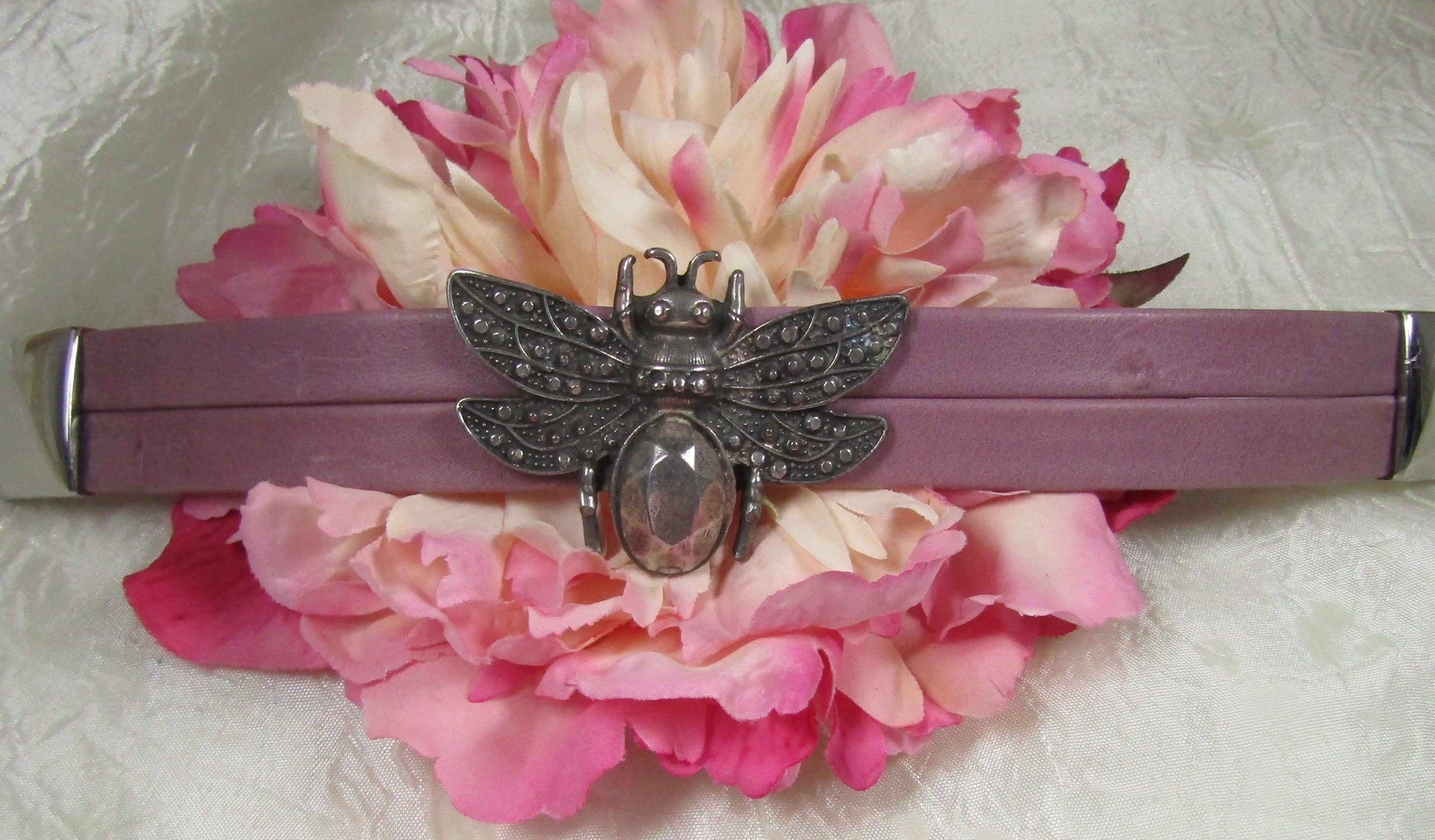 Radiant Orchid Beetle Leather Bracelet
