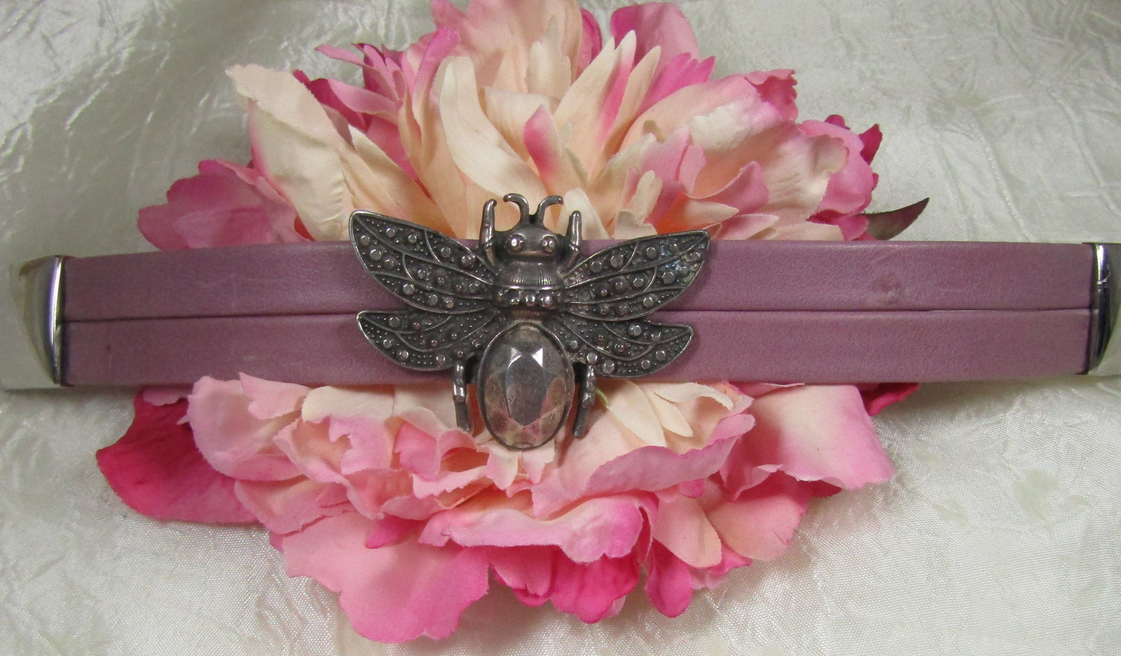 Radiant Orchid Beetle Leather Bracelet