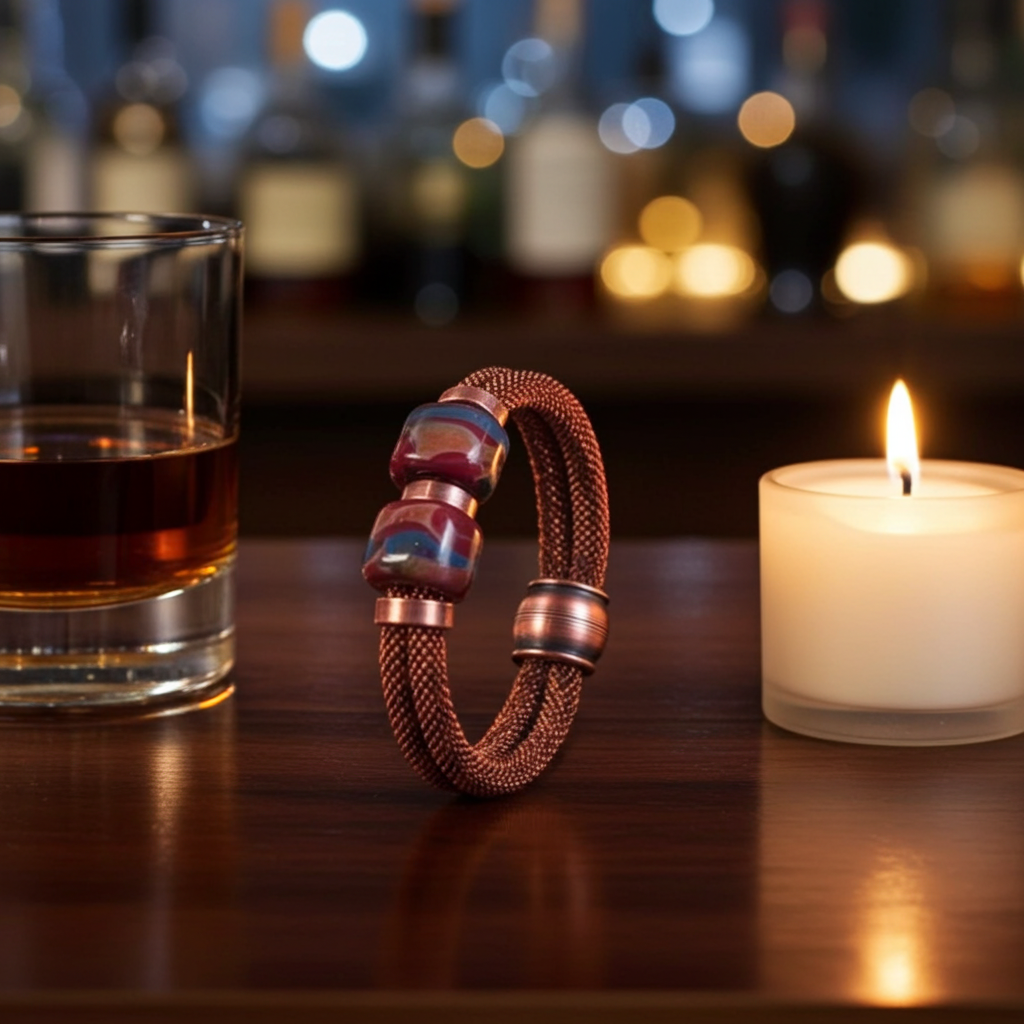 Copper Metallic Cord Fair Trade Bead Bracelet