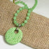 Pearl White Necklace with Claycult Tree of Life Green Pendant