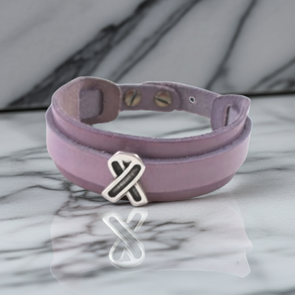 Orchid Awareness Leather Cuff Bracelet Unisex
