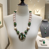 Cream, Light Brown & Green Pendant Necklace Kazuri Fair Trade Bead