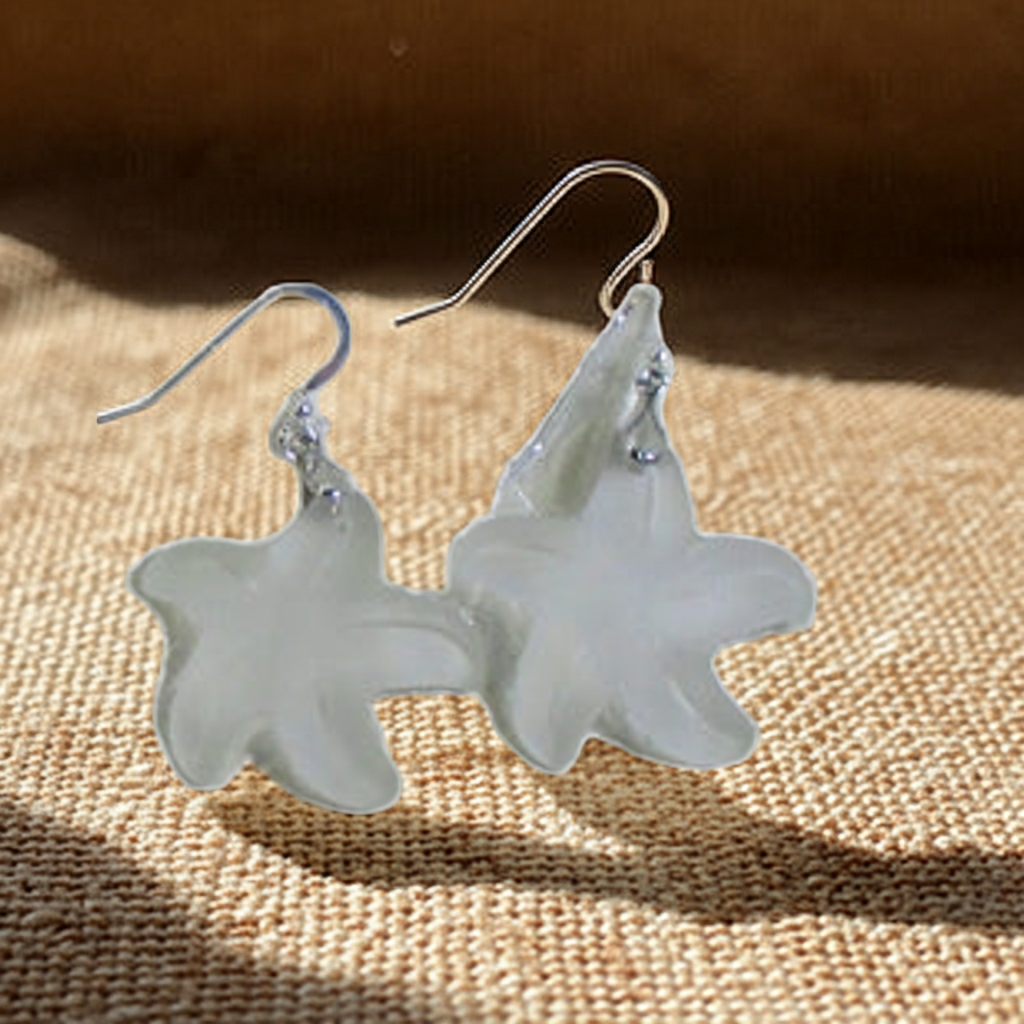 White Sea Glass Starfish Earrings