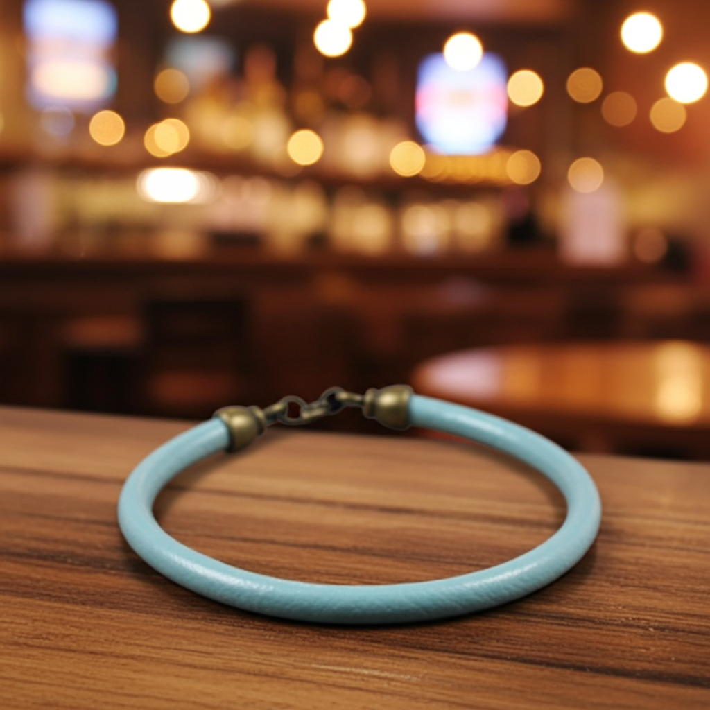 Aqua Leather Cord Bracelet