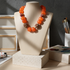 Chunky Large Bead Necklace in Orange Nuggets with Artisan Beads