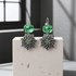 Green Crystal & Silver Drop Earrings