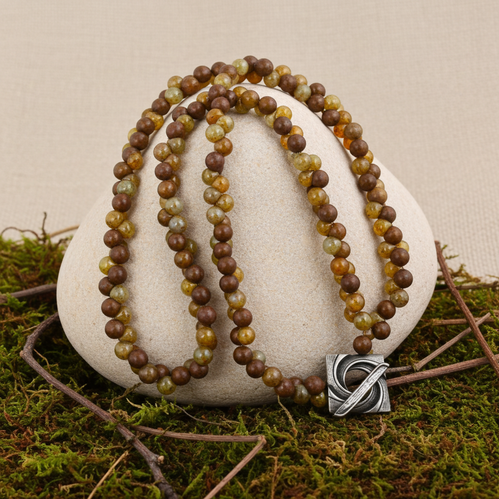 Beige Teardrop Beaded Necklace