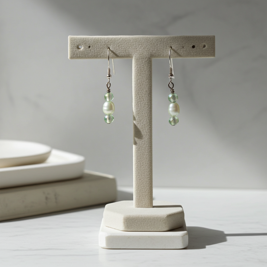 Pale Green Pearl Earrings