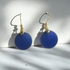 Royal Blue Coin Sea Glass Drop Earrings